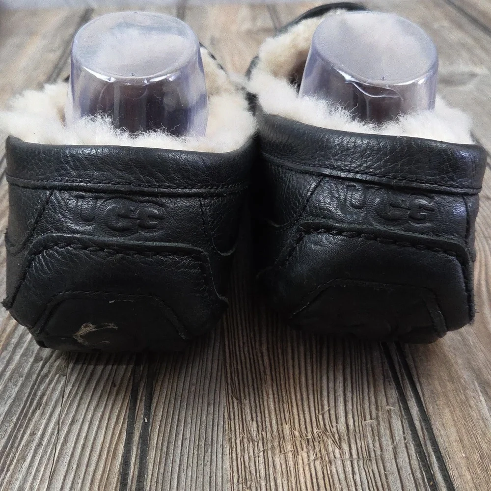 UGG Ascot Black Pebbled Leather Shearling Loafers | Men’s 13
